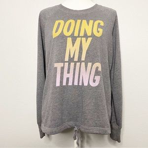 Old Navy Active Gray “Doing My Thing” Sweater with Cinch Tie Hem Size M